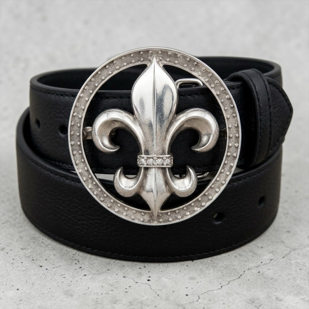 Vintage Original by FRANK le COMPTE Fleur de Lis Belt Buckle Silvertone MCM 60's